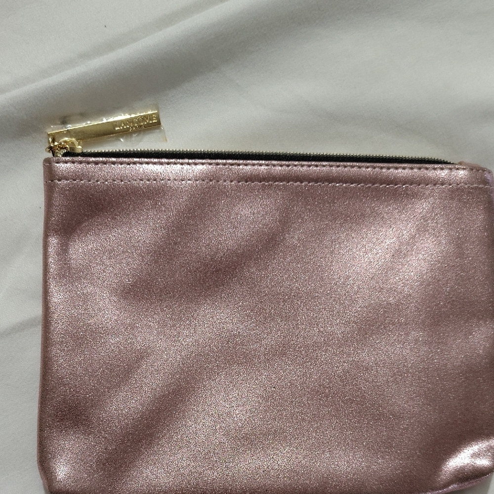 Luxurious Pink Cosmetic Bag with Gold Zipper